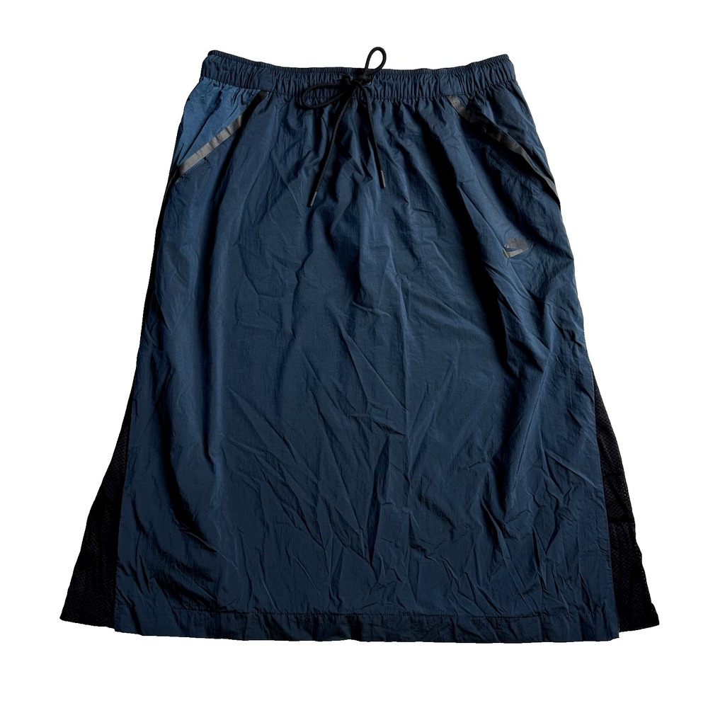 Nike Wind Runner Track Suit Skirt Women L Blue Gorpcore Zip Up Side Sheer Mesh